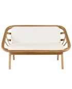 Canapé 2 places avec coussins blanc en mindi et rotin naturel