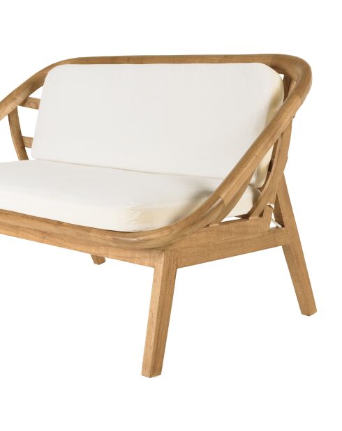 Canapé 2 places avec coussins blanc en mindi et rotin naturel