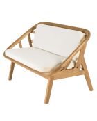 Canapé 2 places avec coussins blanc en mindi et rotin naturel