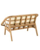 Canapé 2 places avec coussins blanc en mindi et rotin naturel