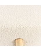 Pouf en tissu bouclette écru et pieds bois