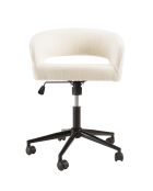 Chaise de bureau à roulettes en tissu écru dossier ouvert