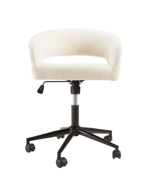 Chaise de bureau à roulettes en tissu écru dossier ouvert