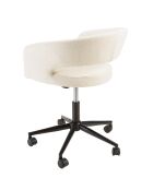 Chaise de bureau à roulettes en tissu écru dossier ouvert