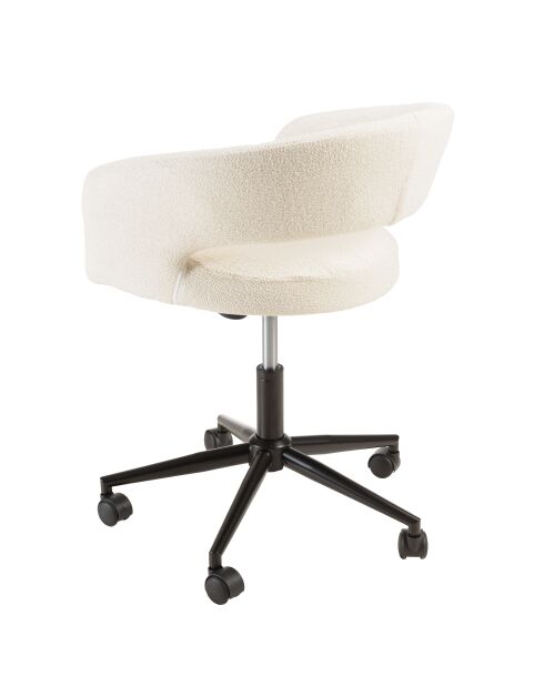 Chaise de bureau à roulettes en tissu écru dossier ouvert