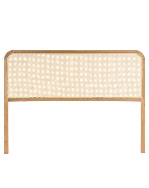 Tête de lit bords arrondis rotin naturel chêne massif 140/160cm