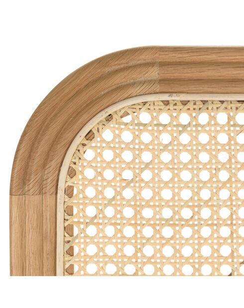 Tête de lit bords arrondis rotin naturel chêne massif 140/160cm