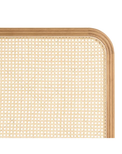 Tête de lit bords arrondis rotin naturel chêne massif 140/160cm