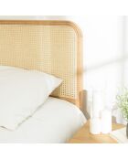 Tête de lit bords arrondis rotin naturel chêne massif 140/160cm