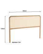 Tête de lit bords arrondis rotin naturel chêne massif 140/160cm
