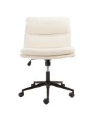 Chaise de bureau à roulettes en tissu écru dossier carré