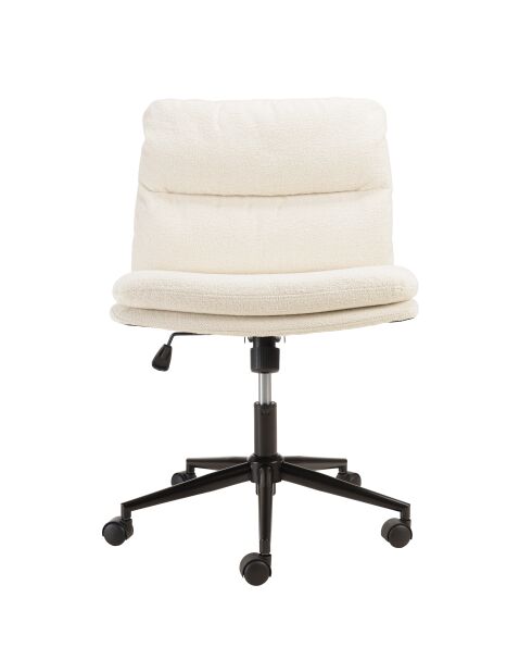 Chaise de bureau à roulettes en tissu écru dossier carré