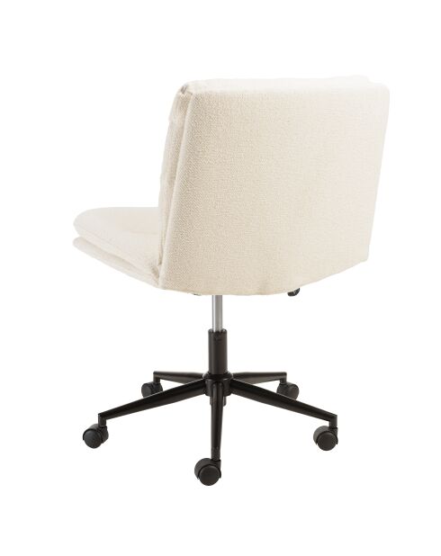 Chaise de bureau à roulettes en tissu écru dossier carré