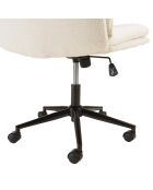 Chaise de bureau à roulettes en tissu écru dossier carré