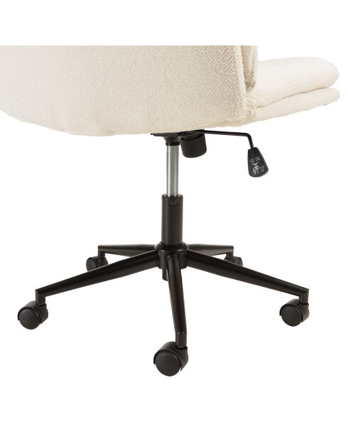 Chaise de bureau à roulettes en tissu écru dossier carré