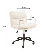 Chaise de bureau à roulettes en tissu écru dossier carré