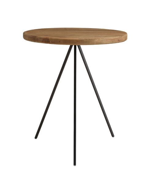 Table d'appoint ronde 45x45cm bois Pin recyclé pieds métal noir