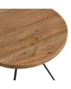 Table d'appoint ronde 45x45cm bois Pin recyclé pieds métal noir