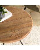 Table d'appoint ronde 45x45cm bois Pin recyclé pieds métal noir