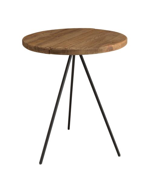 Table d'appoint ronde 45x45cm bois Pin recyclé pieds métal noir