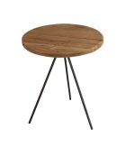 Table d'appoint ronde 45x45cm bois Pin recyclé pieds métal noir