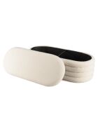 Banquette en tissu bouclette écru avec rangement