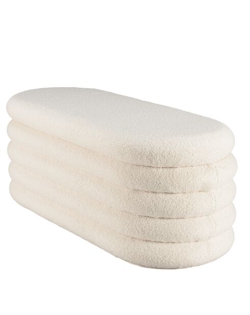 Banquette en tissu bouclette écru avec rangement