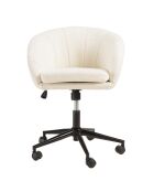 Chaise de bureau à roulettes en tissu écru dossier arrondi