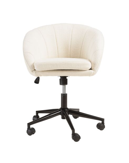 Chaise de bureau à roulettes en tissu écru dossier arrondi