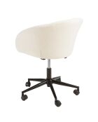 Chaise de bureau à roulettes en tissu écru dossier arrondi