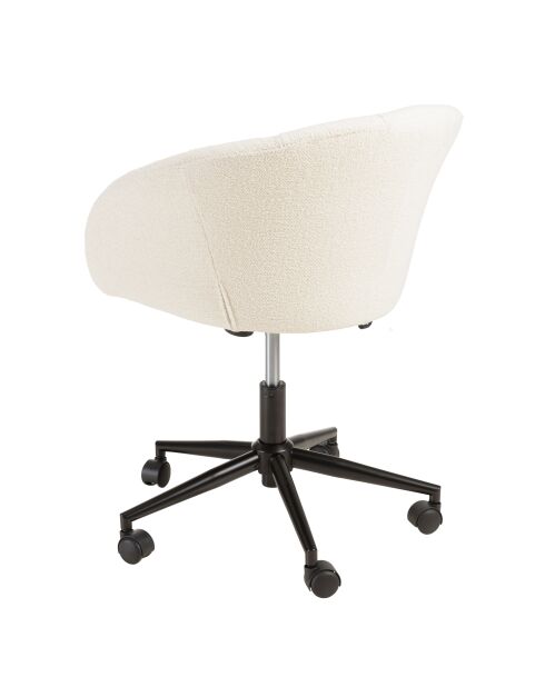 Chaise de bureau à roulettes en tissu écru dossier arrondi