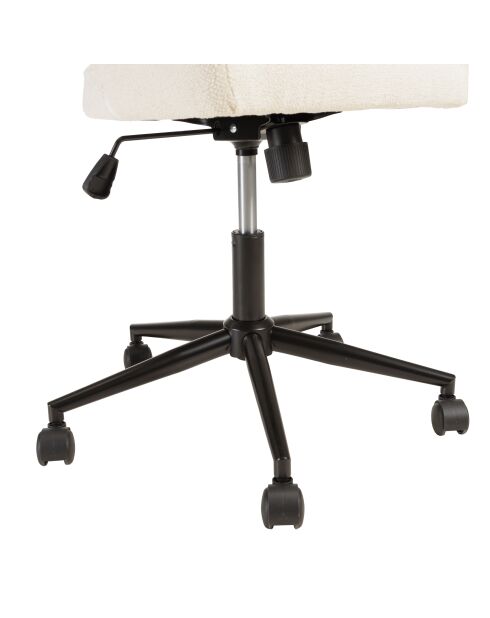 Chaise de bureau à roulettes en tissu écru dossier arrondi