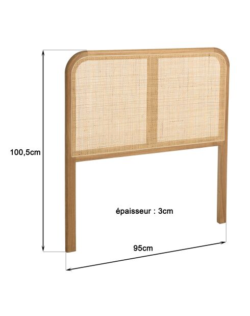 Tête de lit en bois de mindi et rotin naturel pour lits 80/90cm