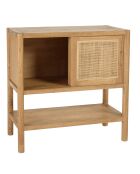 Buffet 2 étagères 2 portes coulissantes en mindi et rotin naturel