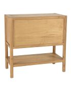 Buffet 2 étagères 2 portes coulissantes en mindi et rotin naturel