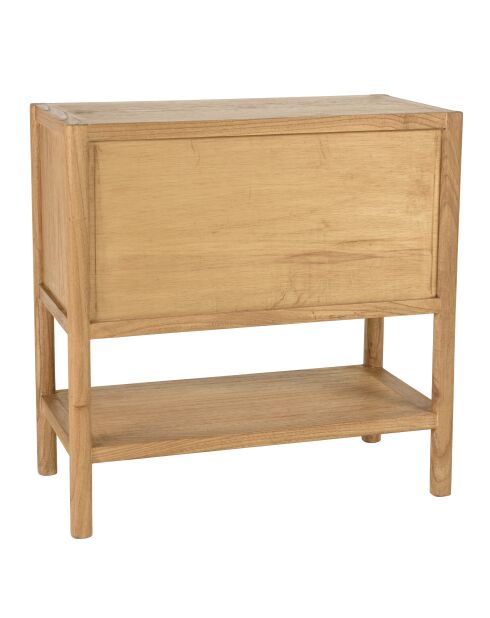 Buffet 2 étagères 2 portes coulissantes en mindi et rotin naturel