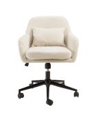 Chaise de bureau à roulettes en tissu beige dossier carré