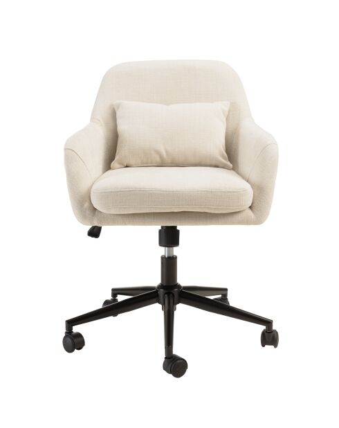 Chaise de bureau à roulettes en tissu beige dossier carré
