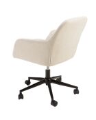 Chaise de bureau à roulettes en tissu beige dossier carré