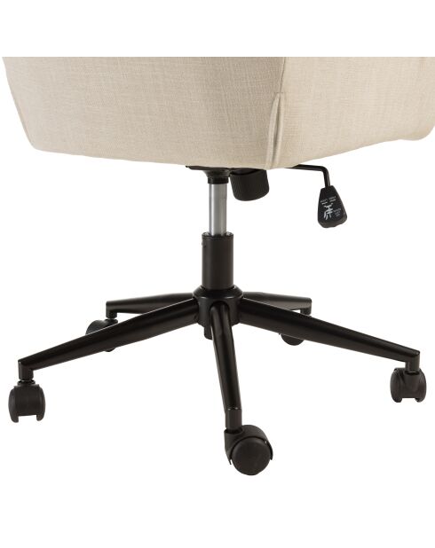 Chaise de bureau à roulettes en tissu beige dossier carré