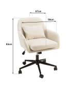Chaise de bureau à roulettes en tissu beige dossier carré