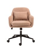 Chaise de bureau à roulettes en tissu rose dossier carré