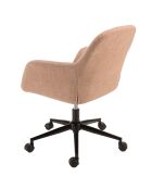 Chaise de bureau à roulettes en tissu rose dossier carré