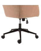 Chaise de bureau à roulettes en tissu rose dossier carré