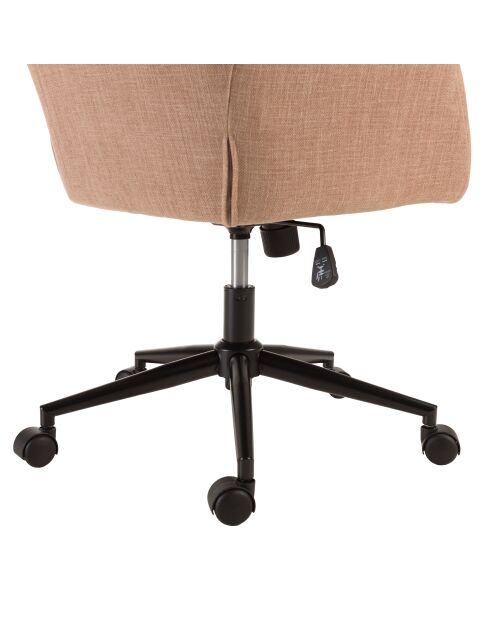 Chaise de bureau à roulettes en tissu rose dossier carré