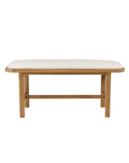Banc 1 place avec coussin blanc en bois de mindi et rotin naturel