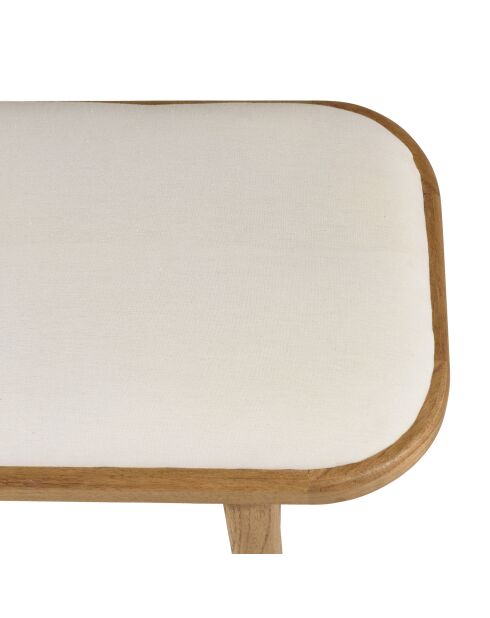 Banc 1 place avec coussin blanc en bois de mindi et rotin naturel