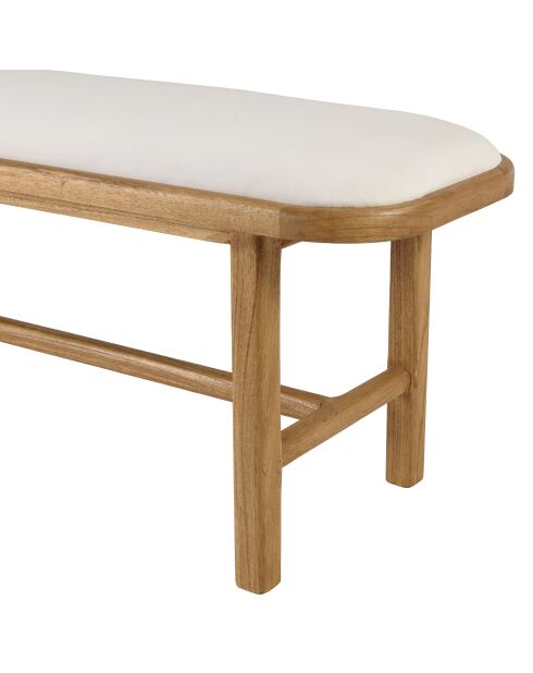 Banc 1 place avec coussin blanc en bois de mindi et rotin naturel