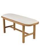 Banc 1 place avec coussin blanc en bois de mindi et rotin naturel