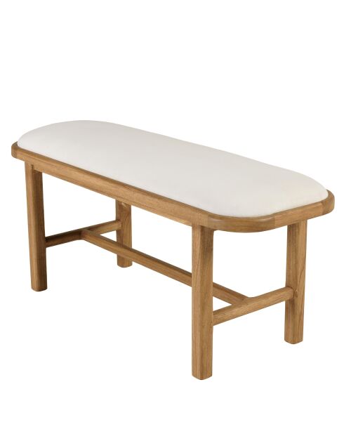 Banc 1 place avec coussin blanc en bois de mindi et rotin naturel